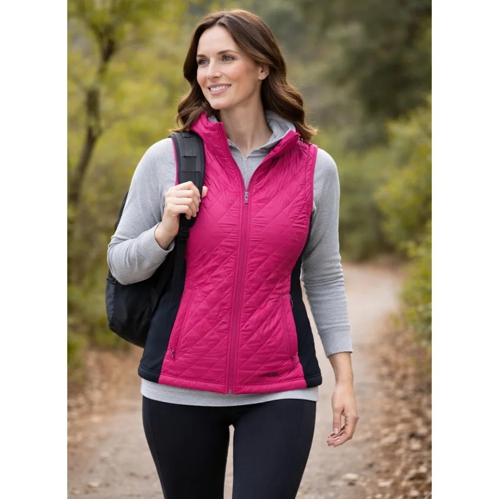 MARMOT Women's Quilted‎ Insulated Vest Pink Black Size M Like New